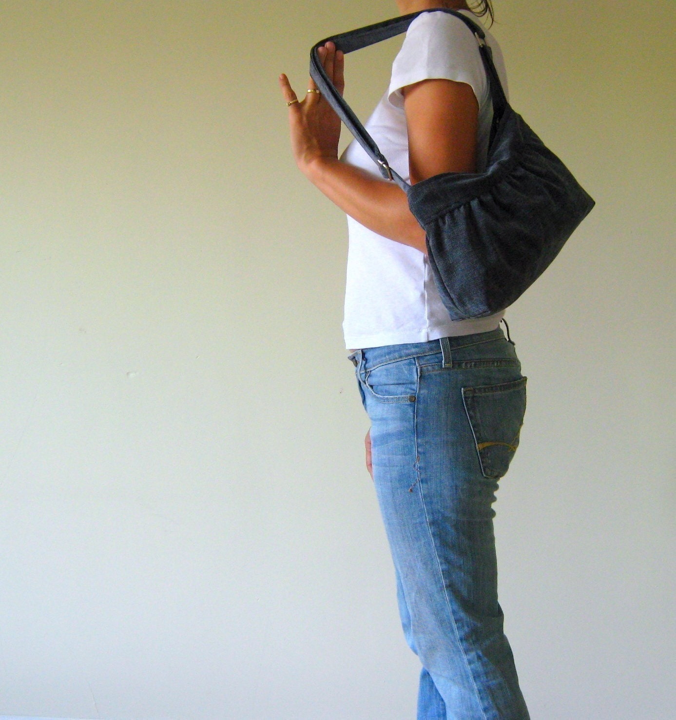 Pleated Bag in Canary Yellow - Small - adjustable strap / top ZIPPERED CLOSURE / Christmas gift / Holiday / For women / Teens / For her