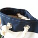 Sailor Tote Bag --for market or beach or gym-- - dark blue and white bold striped, X-Large and cotton rope straps-