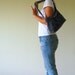 Perry in Silver Black Velvet -Small- --adjustable strap and top ZIPPERED CLOSURE --