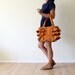 Flamenco in Dark Mustard Tote Bag / Canvas Ruffles Bag / High Fashion / Shoulder Bag / Zipper Closure / Burnt Orange / Rust / Large