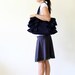 Flamenco in Dark Midnight Blue / Canvas Ruffles Bag / High Fashion / Shoulder Bag / Double Strap / Zipper Closure / Large / Deep Blue