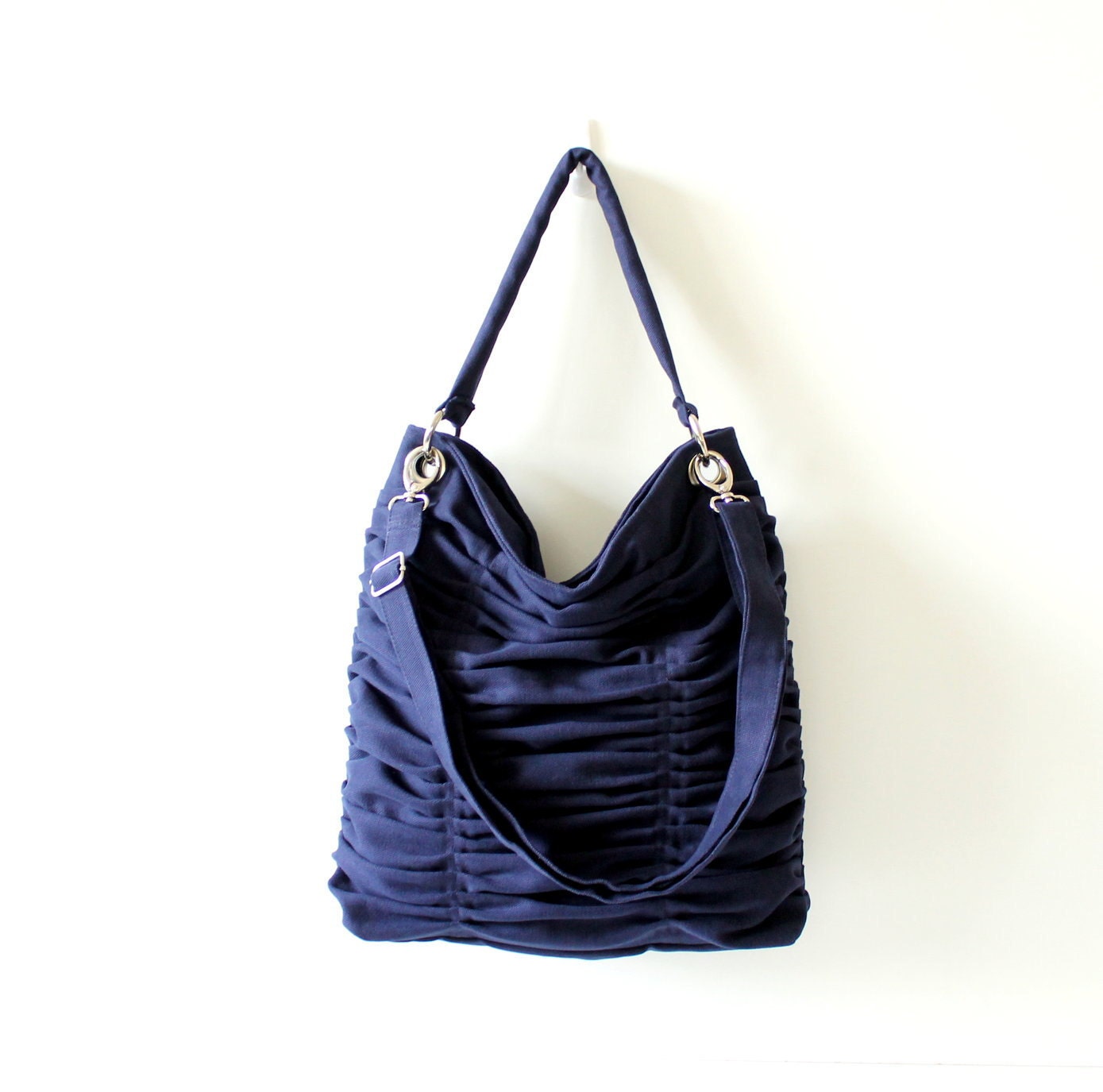 Poetry in Dark Midnight Blue / Shoulder Bag / Pleated Bag / Diaper / Large / Medium / Ruffles Bag / Messenger Bag / Choose your Color
