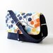 Modular Messenger Bag II in Dark Blue with Floral Dots / Shoulder Bag / Laptop Bag / Diaper Bag / Travel Bag