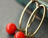 Cherry Red Vintage Glass Beaded Earrings
