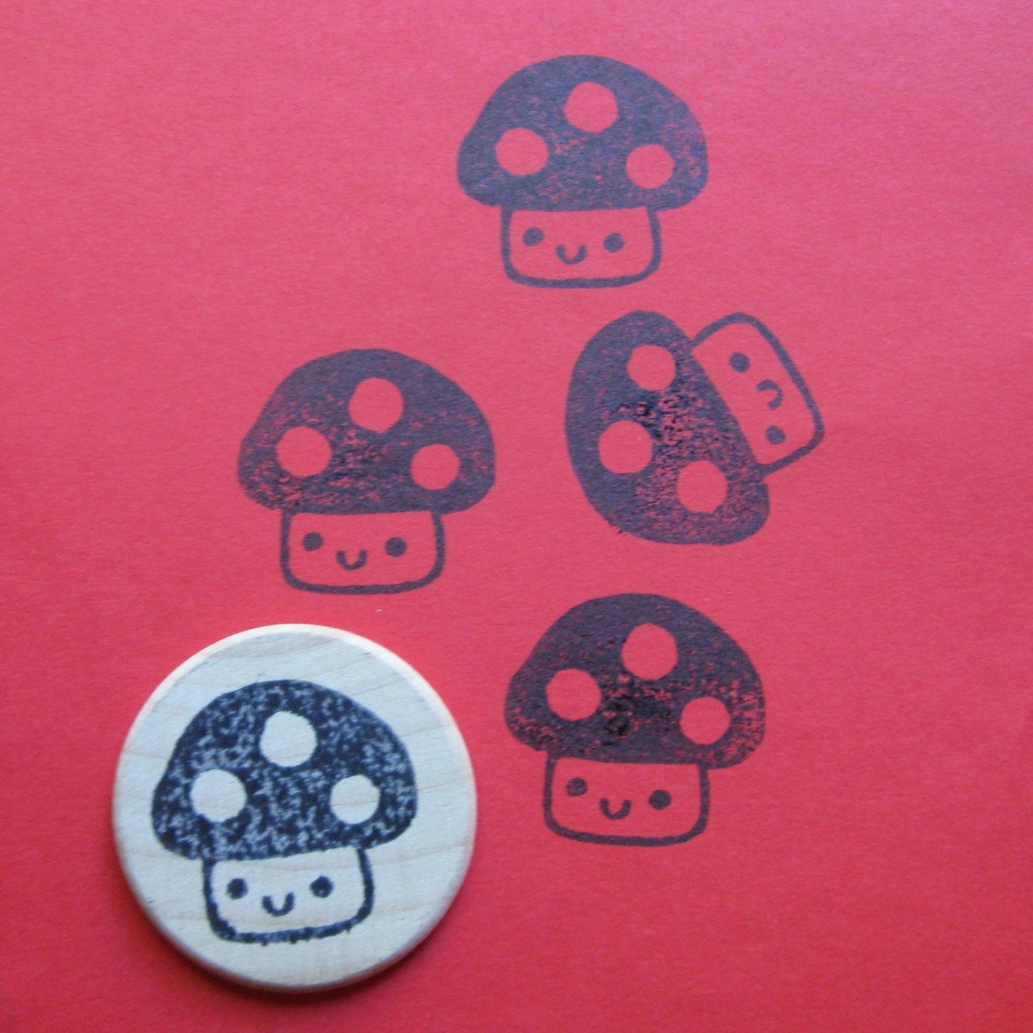 Little Mushroom hand carved stamp
