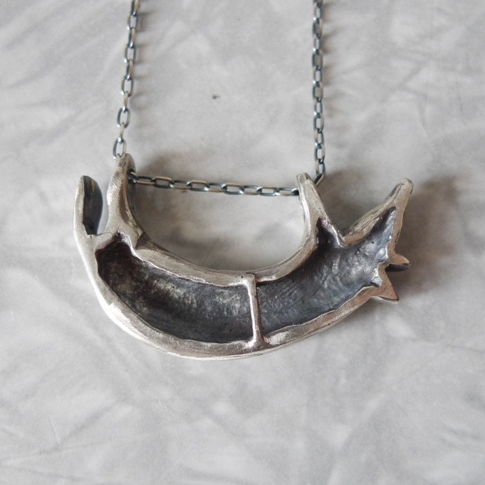 silver sterling FOX necklace FREE SHIPPING