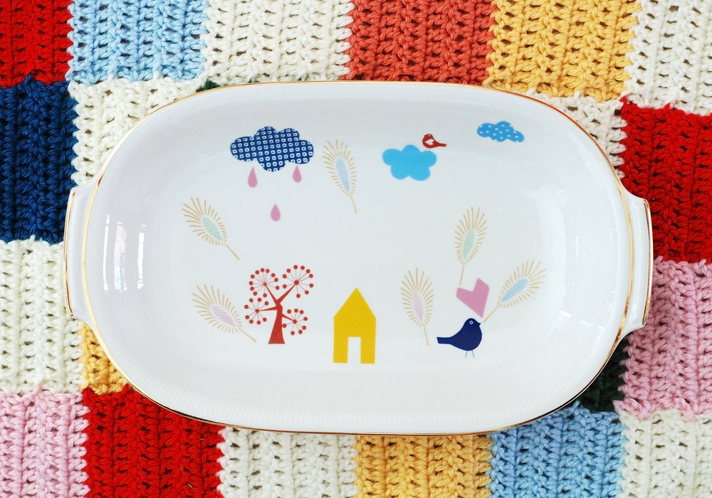 SALE Little house in the countryside large serving platter