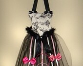 Hair Bow Holder tutu Headband Organizer Princess SALE Toile Black and White