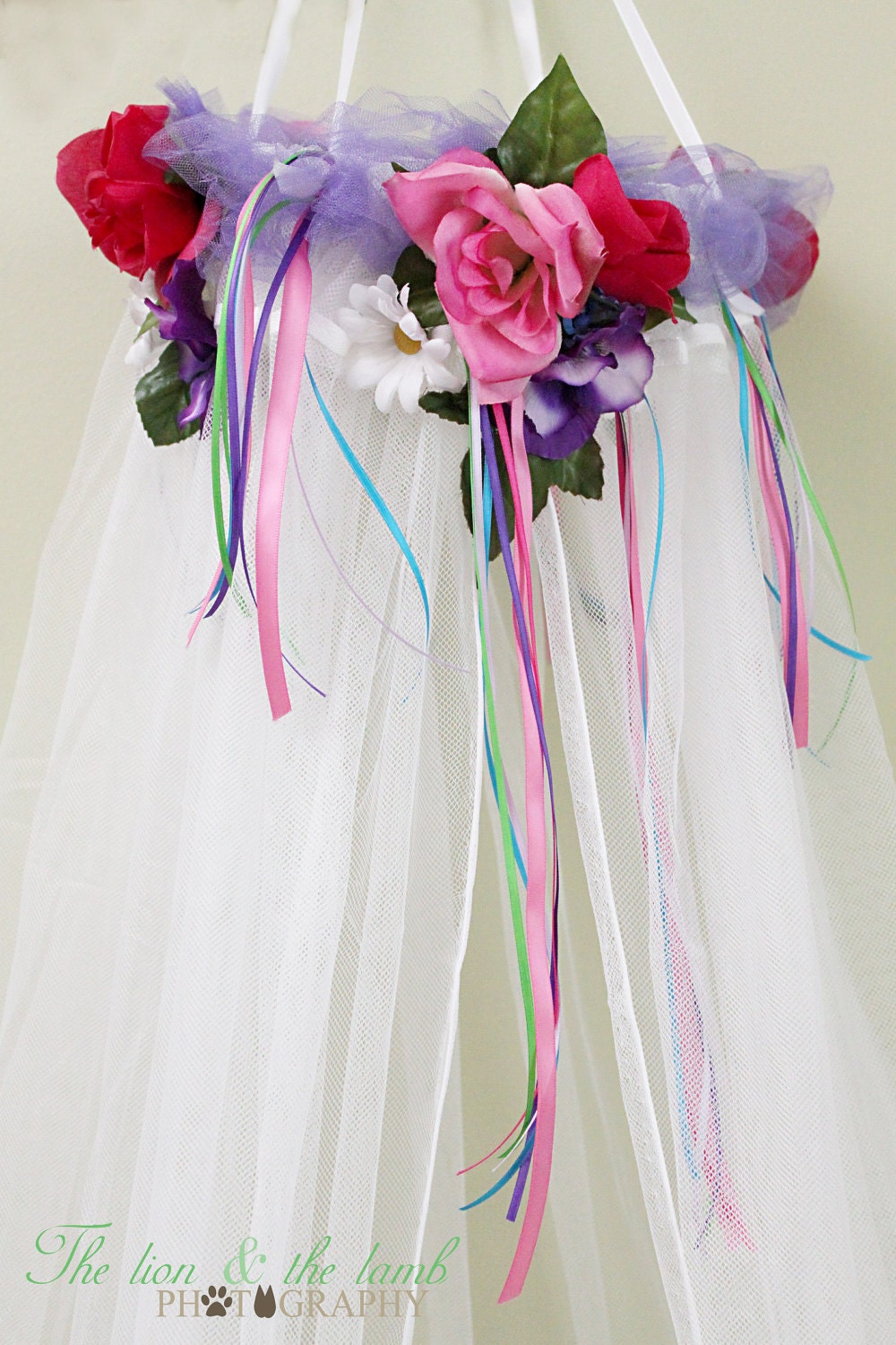 Fairy Bed Canopy Crown Tent Ring Dress Up Princess SaLe WHITE SHEERS INCLUDED