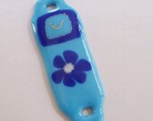 Mezzuzah box - turquoise fused glass - daisy with klaf.
