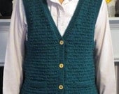 Aran Inspired Button Down Vest with Pockets Knitting Pattern