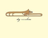 Dog TromBone Happy Birthday Dachshund Greeting Card by She's SO Creative (BD121)