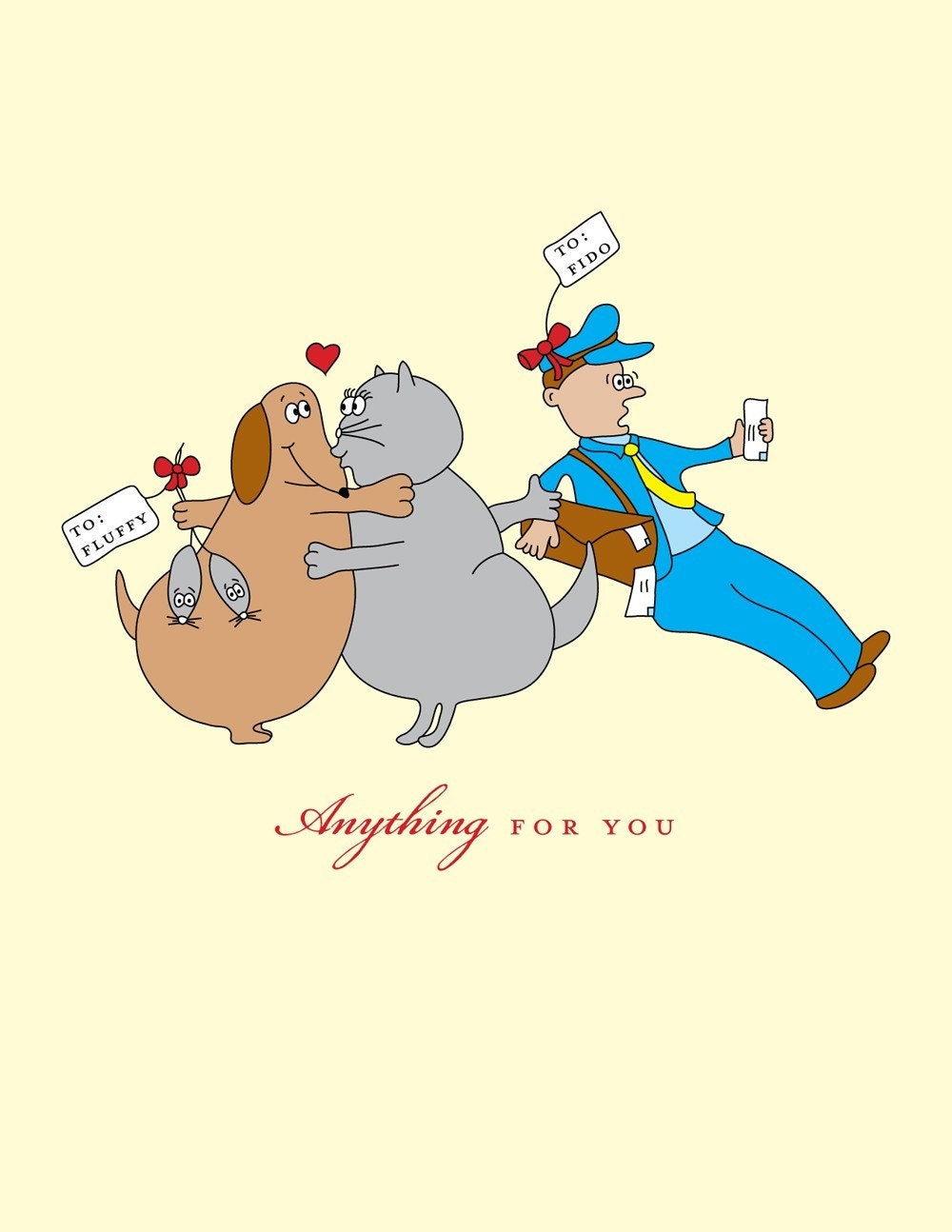 Anything for You Dog and Cat Valentine's Day Card by She's SO Creative (VD114)