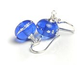 Blue Glass Earrings - Simplicity Lampwork and Sterling Silver - UK SRA