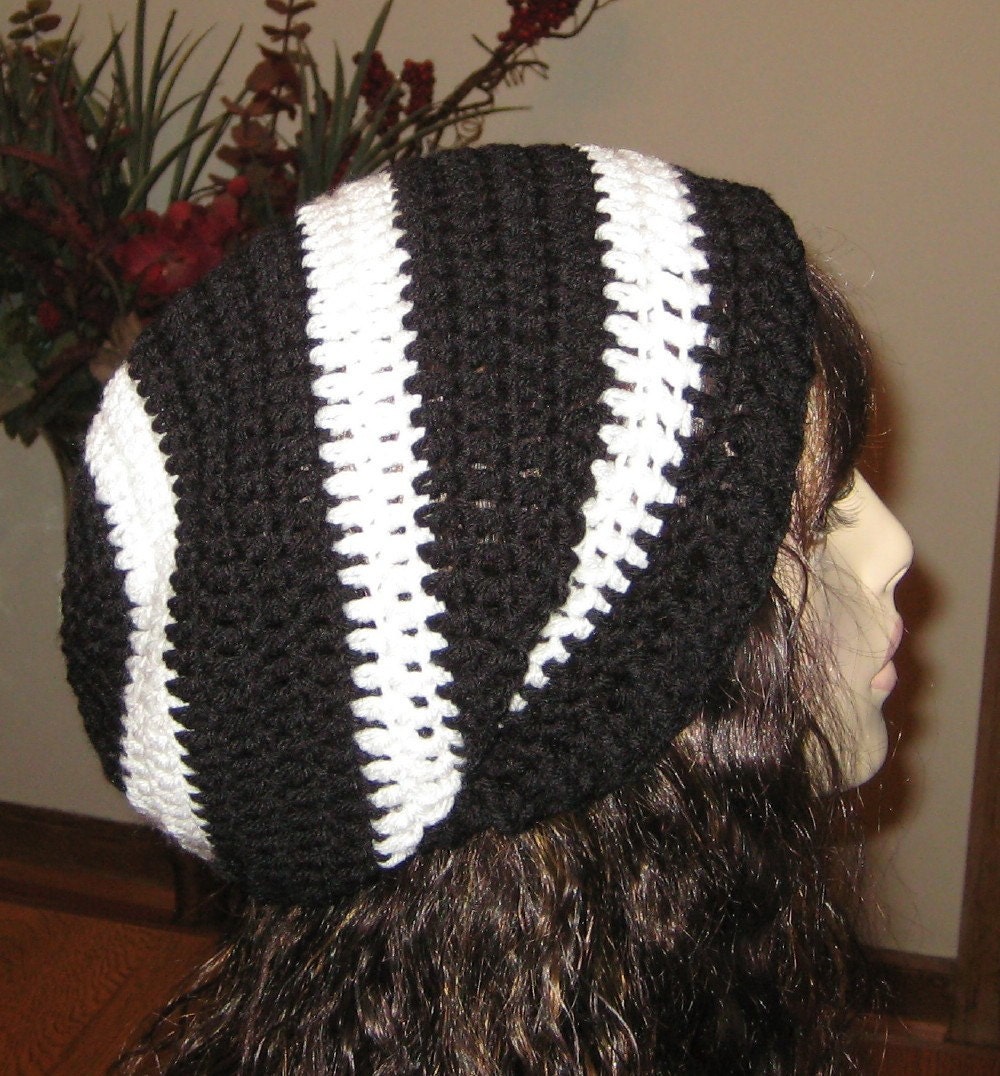 Slouchy Beanie Dread Tam Black and White