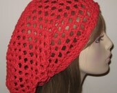 Red Cotton Open Stitch Slouchy Beanie Dread Tam