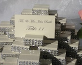 Ivory Wood place card holders trimmed with a crystal wrap-Set of 90