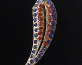 Antique Pink and Blue Rhinestone Fur Clip