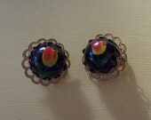 Vintage Handpainted Floral Earrings