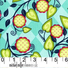 Andalucia 2012 by Patty Young, Flora in turquoise, 1 yard