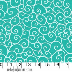 Swirly Gig in aqua by Michael Miller, 1 yard