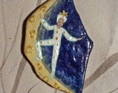 Handpainted Stone Swinging on the Moon Pin
