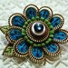 Felt and zipper  flower brooch... deep turquoise