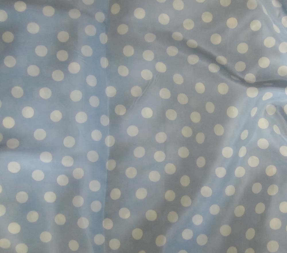 Blue and White POLKA DOTS China Silk HABOTAI Fabric - 1/3 Yard