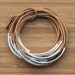 Natural Leather Cord Bangles With Silver Plated Tubes