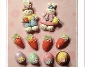 Mr. and Mrs. Bunny  bead/charm/bowcenter Set