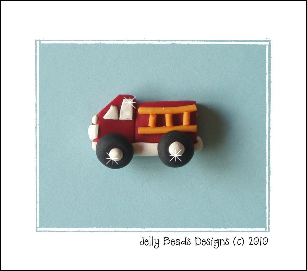 Fire Truck polymer clay bead/charm/hairbow center