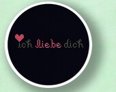 Ich Liebe Dich. I Love You Text Cross Stitch PDF Pattern