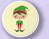 Happy Christmas Elf Boy. Cross Stitch Pattern PDF File