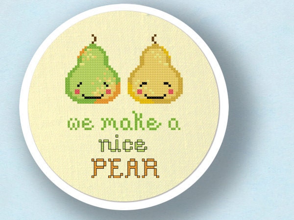 We Make a Nice PEAR. Cute Pun Cross Stitch PDF Pattern