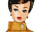 Mustard Topper Vintage Barbie 8x10 Watercolor Print
