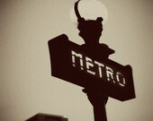 Place d'Italie Metro Sign (Sepia), Paris - 8x10 Photograph