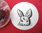 Rabbit Face Rubber Stamp  - Handmade by Blossom Stamps