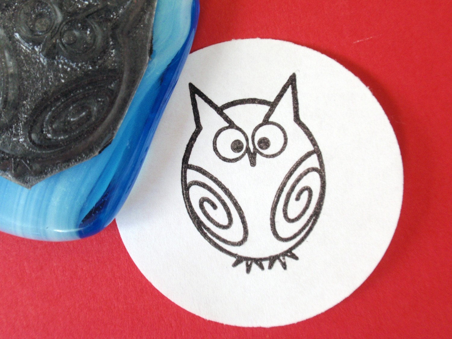 Owl Rubber Stamp -  Photopolymer - Handmade by Blossom Stamps