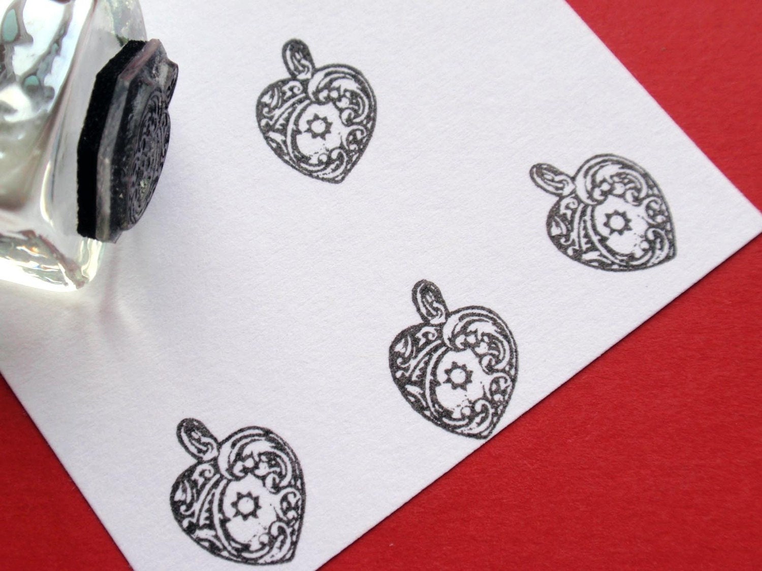 Heart shaped Locket Rubber Stamp Photopolymer - Handmade by BlossomStamps