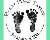 Baby Footprint or Handprint Rubber Stamp  - Custom - by Blossom Stamps