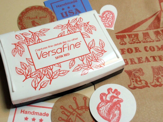 Satin Red Ink Pad - Versafine by Tsukineko - Full sized  - The BEST ink for Detailed Rubber Stamps says Blossom Stamps