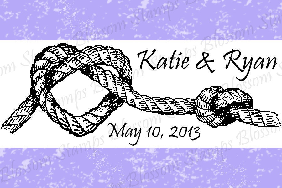 Rope Heart Custom rubber stamp - Personalized  - Engagements, Weddings, Save the Dates, Valentines - by Blossom Stamps