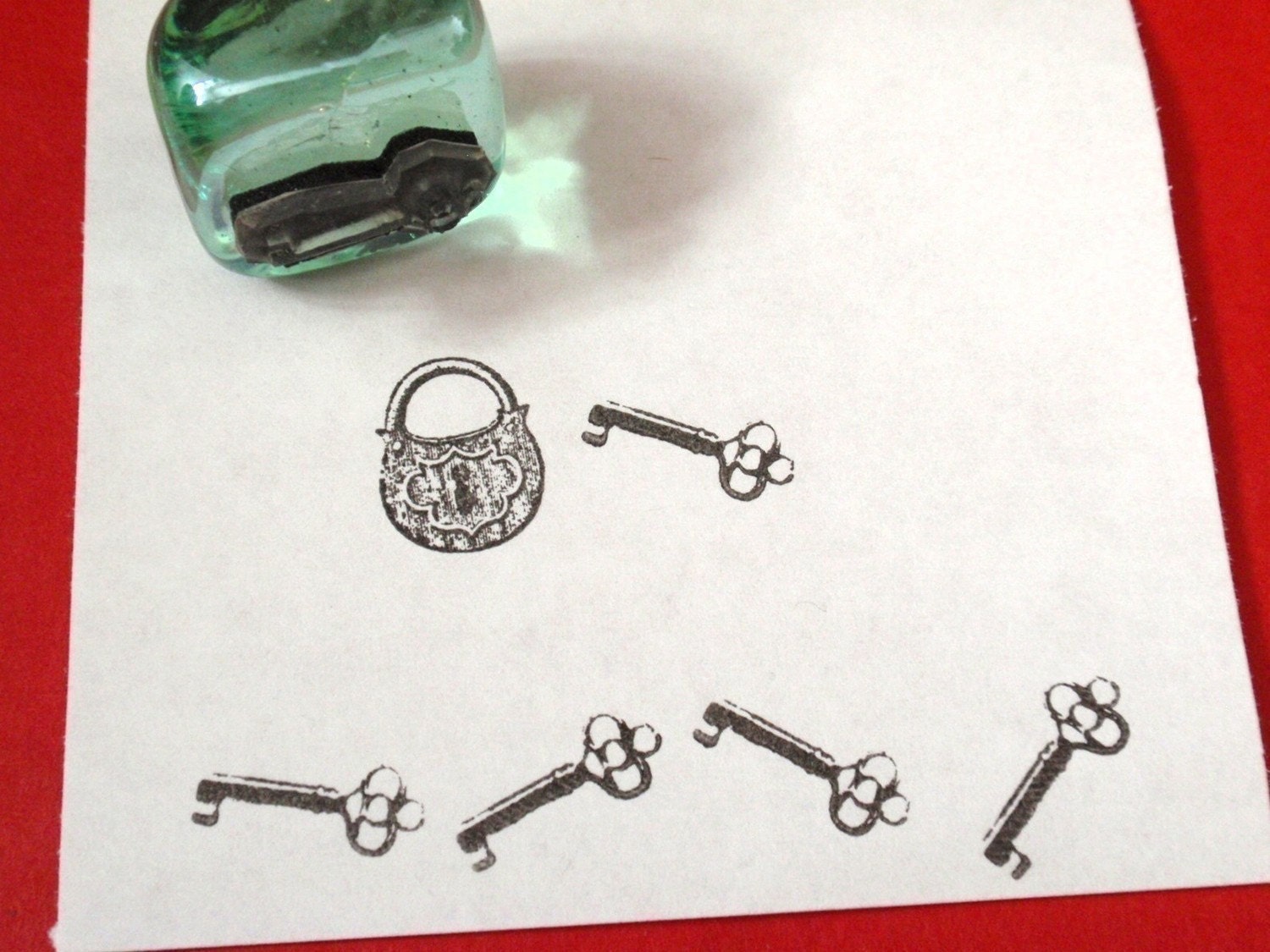 Antique Key Rubber Stamp -  Handmade rubber stamp by BlossomStamps