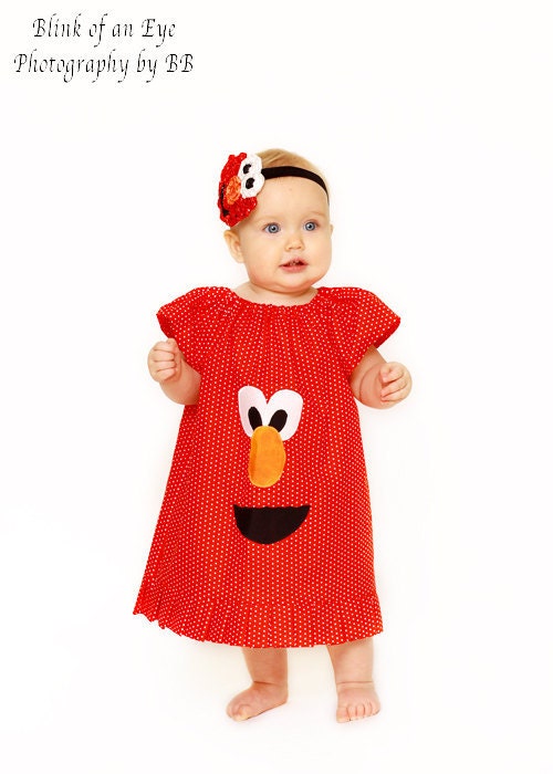 Red Little Monster Peasant dress