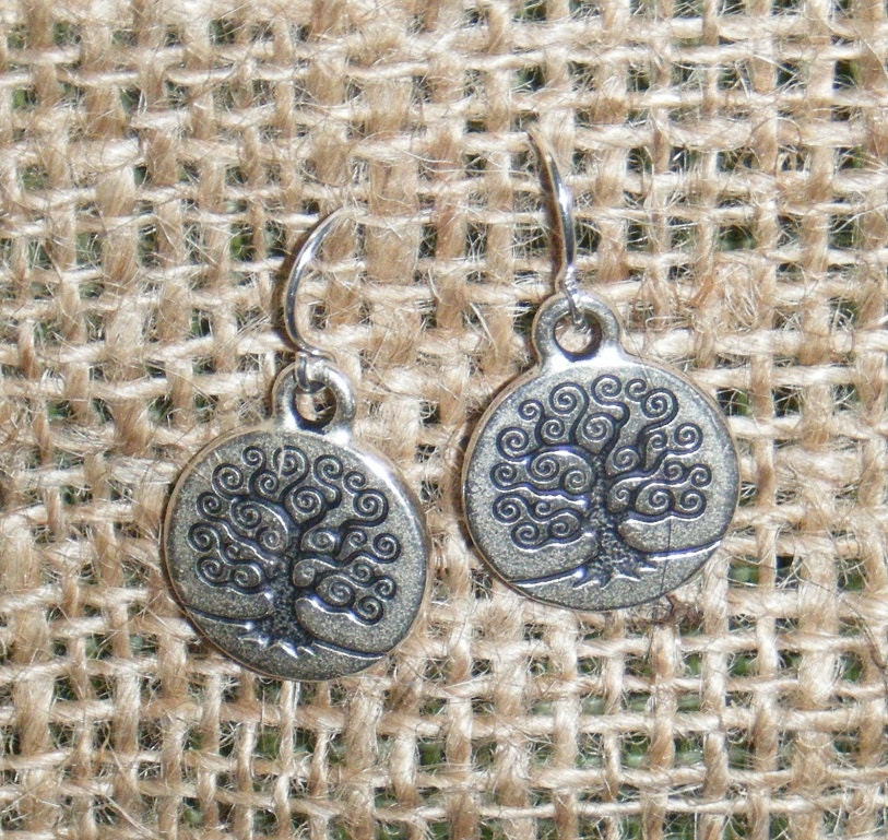 Swirl Tree Silver Earrings Hippie Boho Fashion