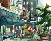 Watercolor Landscape Painting - Product Placement - Original Pen, Ink, and Watercolor Painting