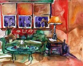 Violet Night - Original Watercolor and Ink Painting