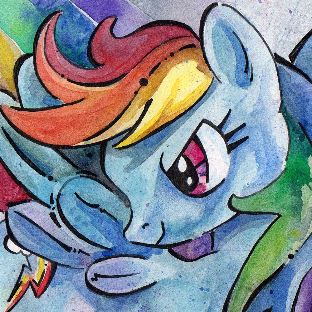 Rainbow Dash Print of Watercolor Painting by Jen Tracy - My Little Pony Friendship is Magic - Dazzling Dash