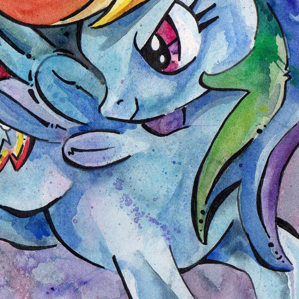 Rainbow Dash Print of Watercolor Painting by Jen Tracy - My Little Pony Friendship is Magic - Dazzling Dash