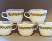 Vintage Pyrex Spring Blossom Green Coffee Cups